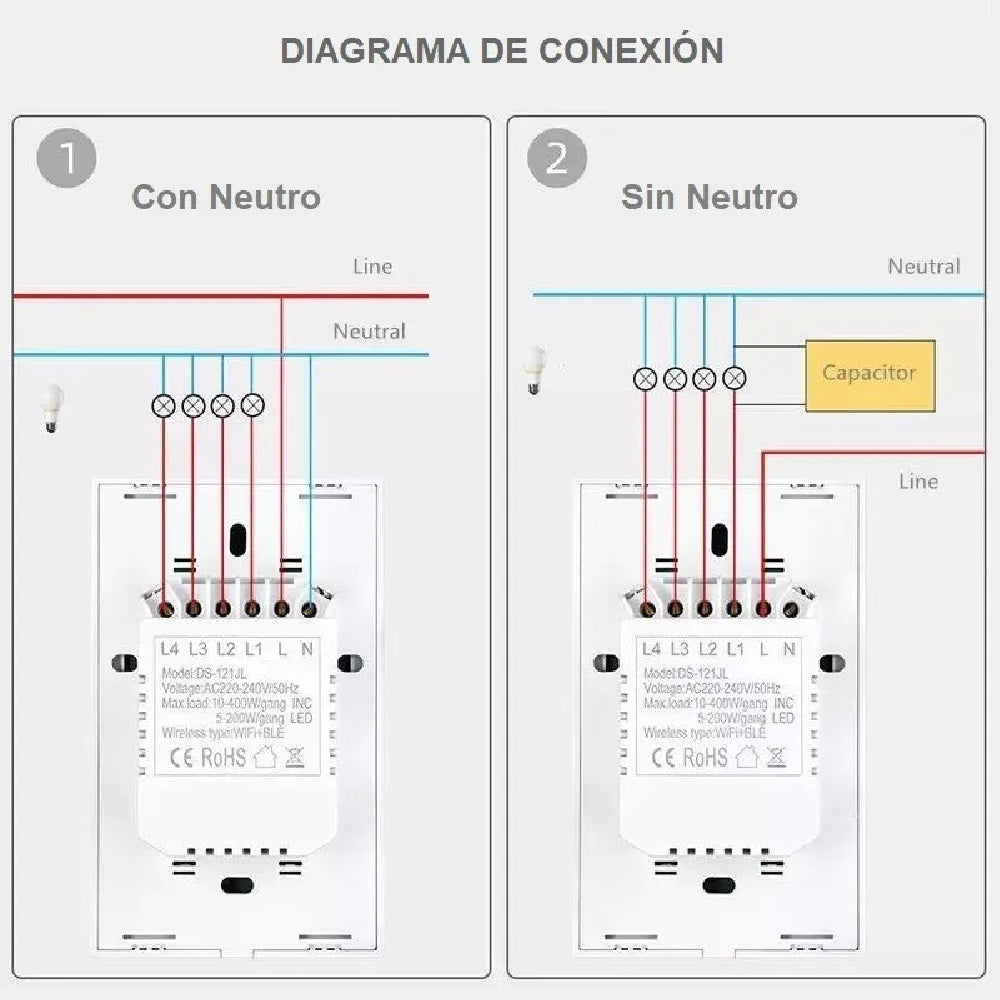 Interruptor De Pared Inteligente Con Wi-Fi