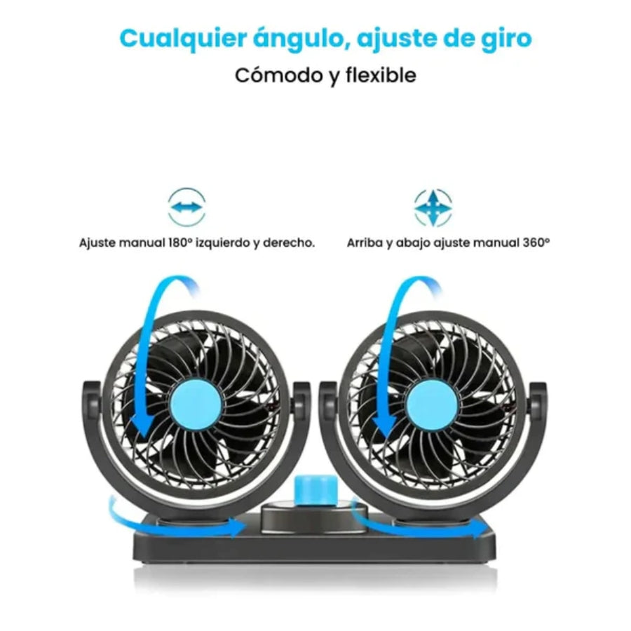 Ventilador Portatil Para Carro Aire Doble Para Autos 5 Aspas