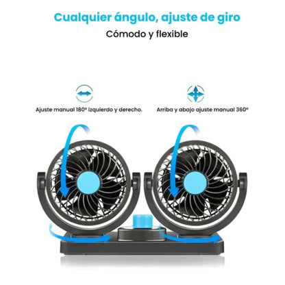 Ventilador Portatil Para Carro Aire Doble Para Autos 5 Aspas